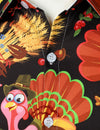 Men's Turkey Harvest Print Thanksgiving Funny Holiday Button Up Long Sleeve Shirt