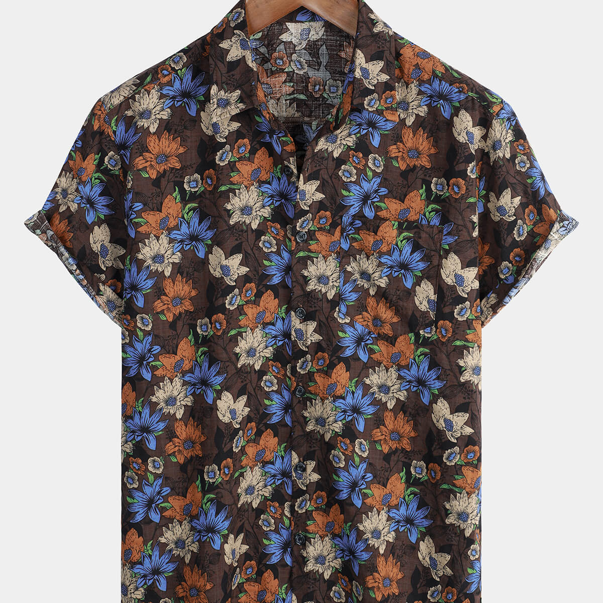Men's Floral Short Sleeve Button Up Summer Shirt