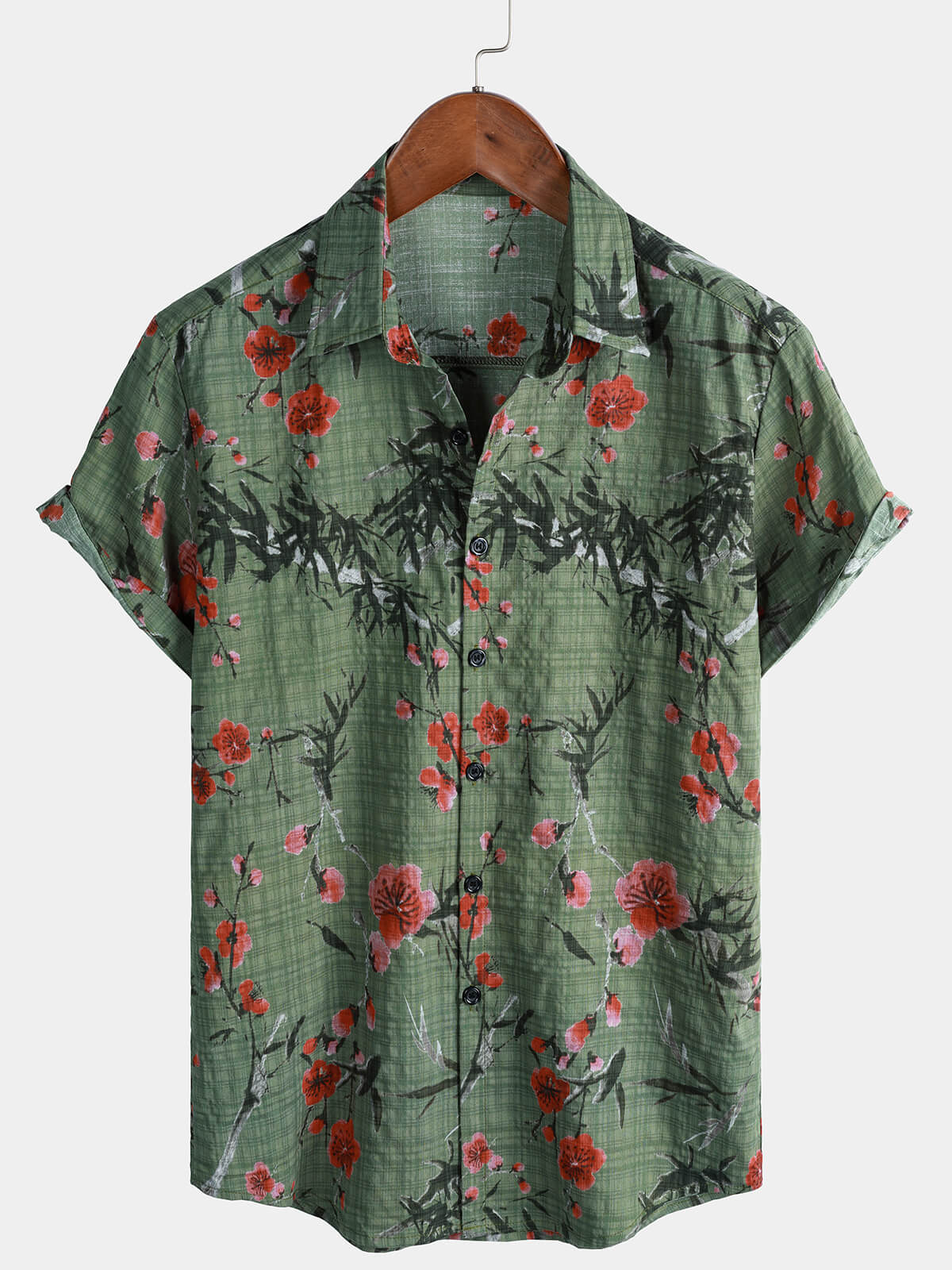 Men's Blossom Print Short Sleeve Summer Holiday Shirt