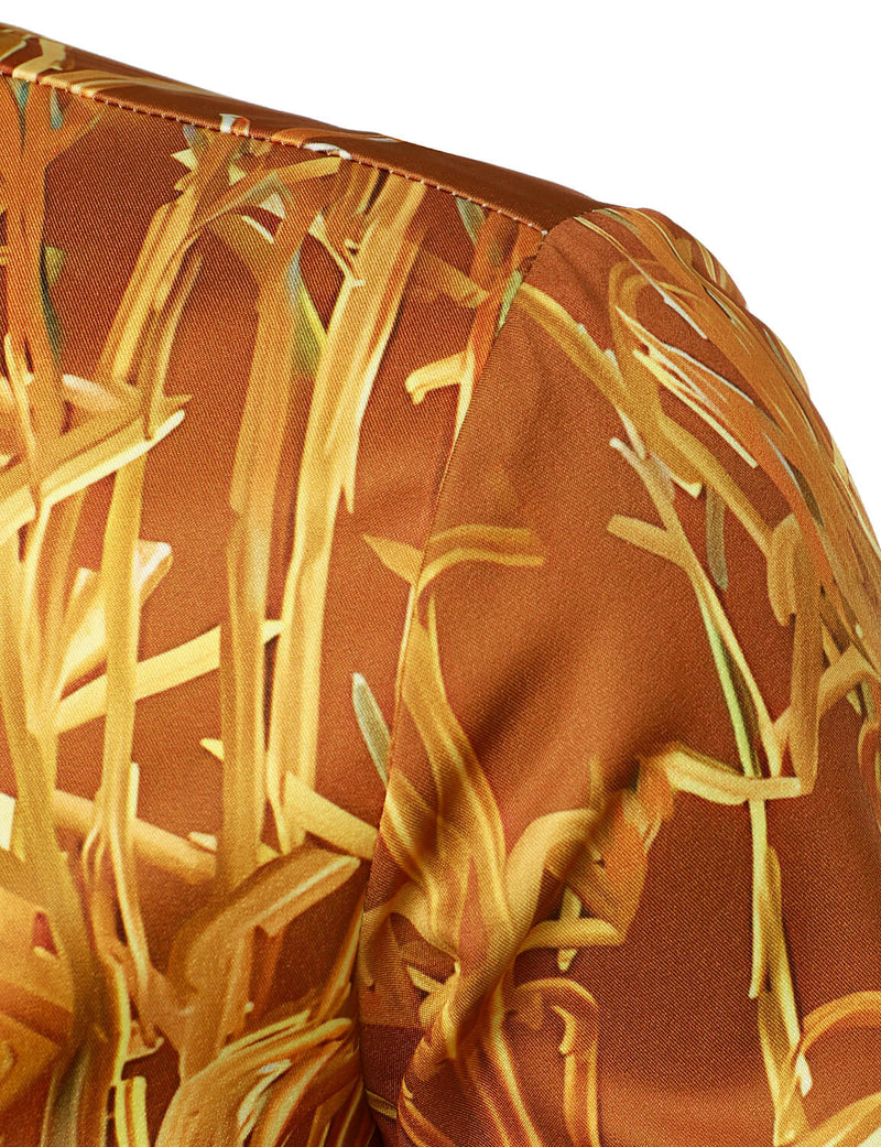 Men's Thanksgiving Pumpkin Turkey Day Button Up Long Sleeve Shirt