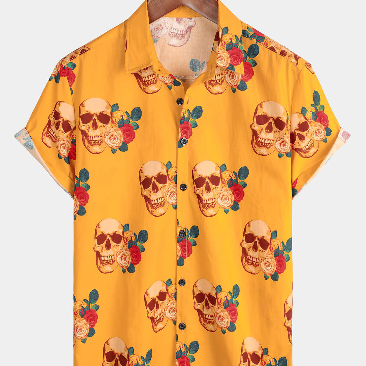 Men's Skull Yellow Summer Holiday Short Sleeve Cool Shirt