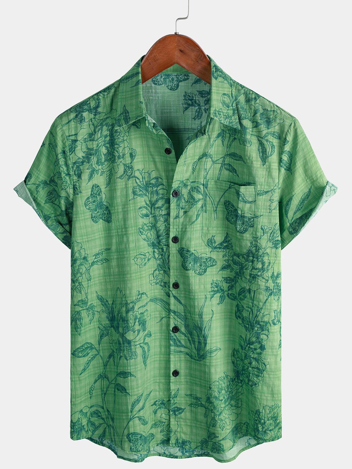 Men's Floral Print Breathable Short Sleeve Hawaiian Shirt