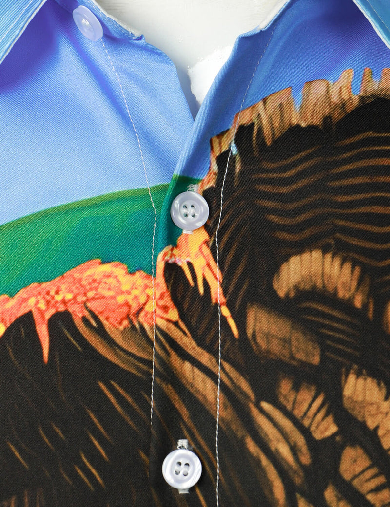 Men's Thanksgiving Day Festival Turkey Button Long Sleeve Shirt