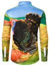 Men's Thanksgiving Day Festival Turkey Button Long Sleeve Shirt