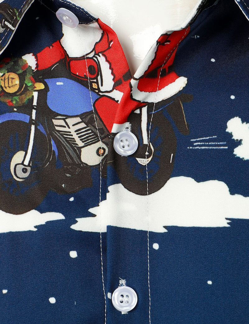 Men's Santa Claus Christmas Gifts Button UP Party Funny Holiday Long Sleeve Shirt