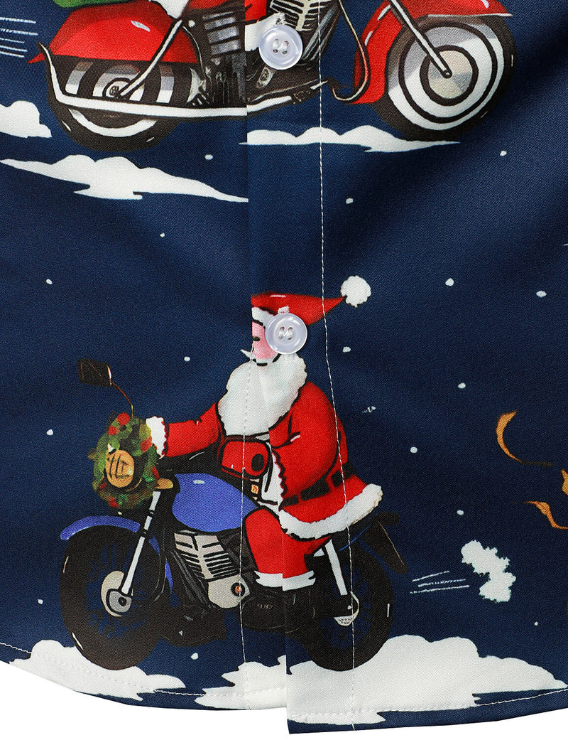 Men's Santa Claus Christmas Gifts Button UP Party Funny Holiday Long Sleeve Shirt