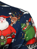 Men's Santa Claus Christmas Gifts Button UP Party Funny Holiday Long Sleeve Shirt