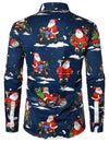 Men's Santa Claus Christmas Gifts Button UP Party Funny Holiday Long Sleeve Shirt