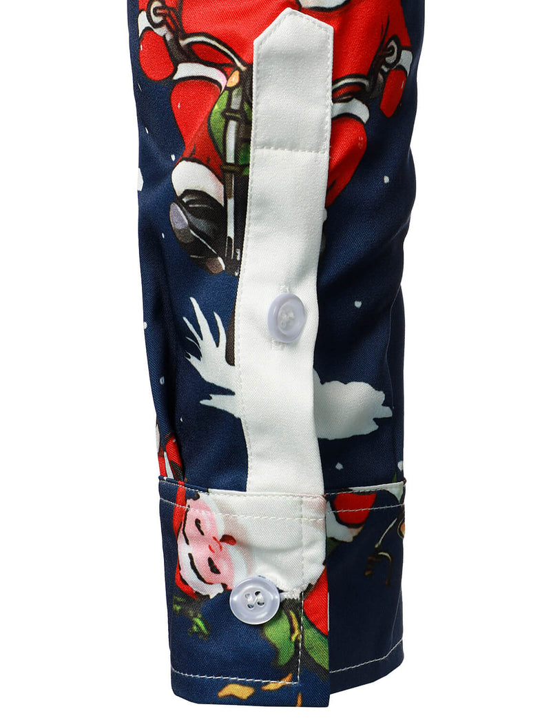 Men's Santa Claus Christmas Gifts Button UP Party Funny Holiday Long Sleeve Shirt