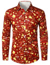 Men's Party Funny Holiday Christmas Champagne Cocktails New Year Eve Red Long Sleeve Shirt