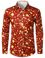Men's Party Funny Holiday Christmas Champagne Cocktails New Year Eve Red Long Sleeve Shirt