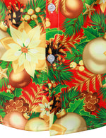 Men's Party Christmas Decoration Floral Print Holiday Shiny Button Long Sleeve Shirt
