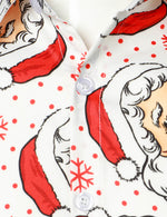 Men's Cute Santa Christmas Print Xmas Party Holiday Button White Long Sleeve Shirt