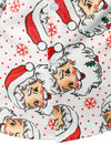 Men's Cute Santa Christmas Print Xmas Party Holiday Button White Long Sleeve Shirt