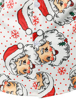 Men's Cute Santa Christmas Print Xmas Party Holiday Button White Long Sleeve Shirt