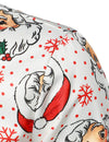Men's Cute Santa Christmas Print Xmas Party Holiday Button White Long Sleeve Shirt