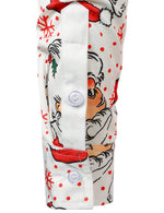 Men's Cute Santa Christmas Print Xmas Party Holiday Button White Long Sleeve Shirt