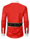 Men's Santa Claus Christmas Themed Top Red Funny Holiday Long Sleeve Shirt
