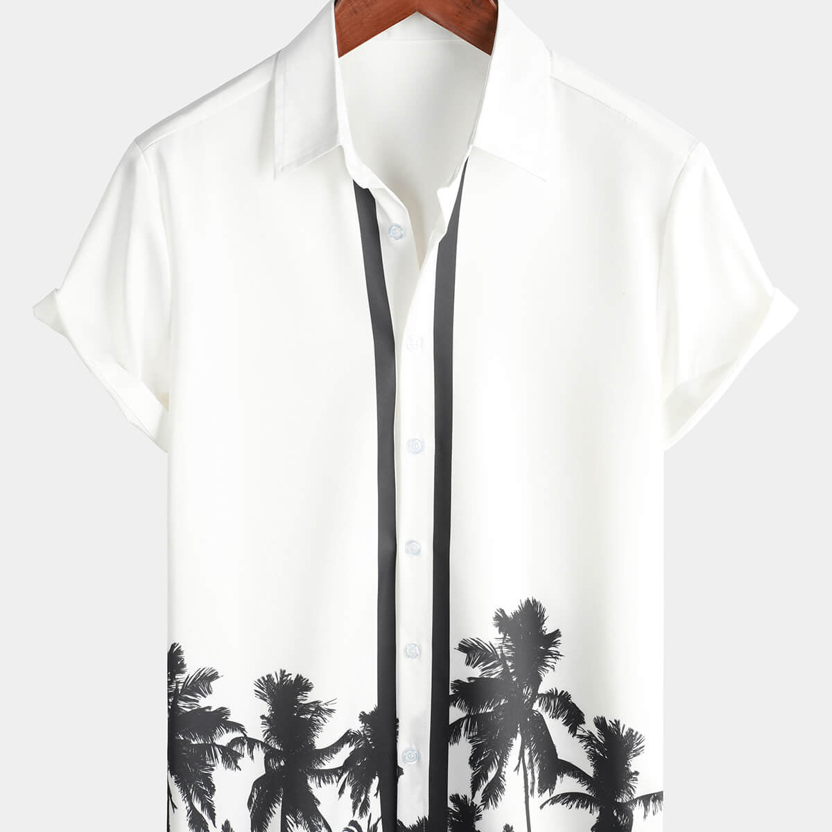 Men's Casual Tropical Palm Tree Print Beach Hawaiian Holiday Short Sleeve Shirt
