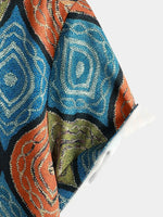 Men's Retro Print Button Up Summer Short Sleeve Casual Shirt