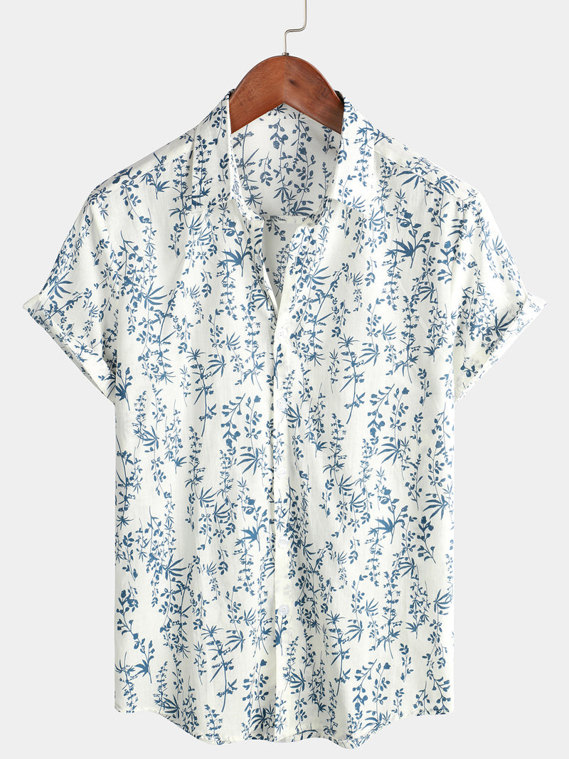 Men's Cotton Button Up Summer Short Sleeve Shirt