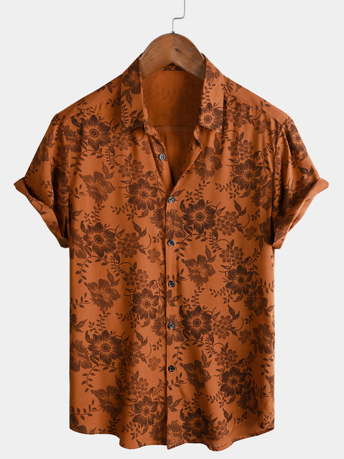 Bundle Of 3 | Men's Floral Print Vintage Flower Holiday Breathable Short Sleeve Shirts