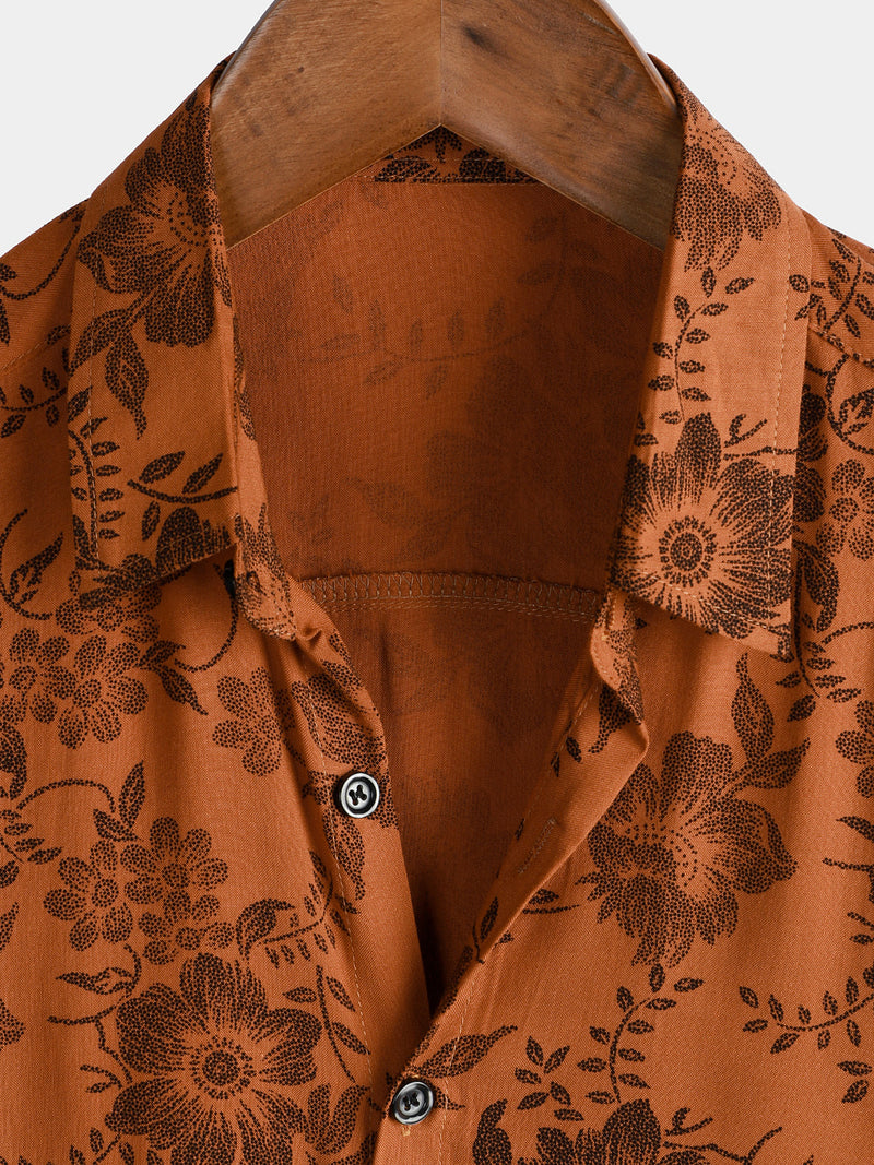 Bundle Of 3 |Men's Vintage Paisley Print 70s Green Boho Retro Tribal Short Sleeve Shirts