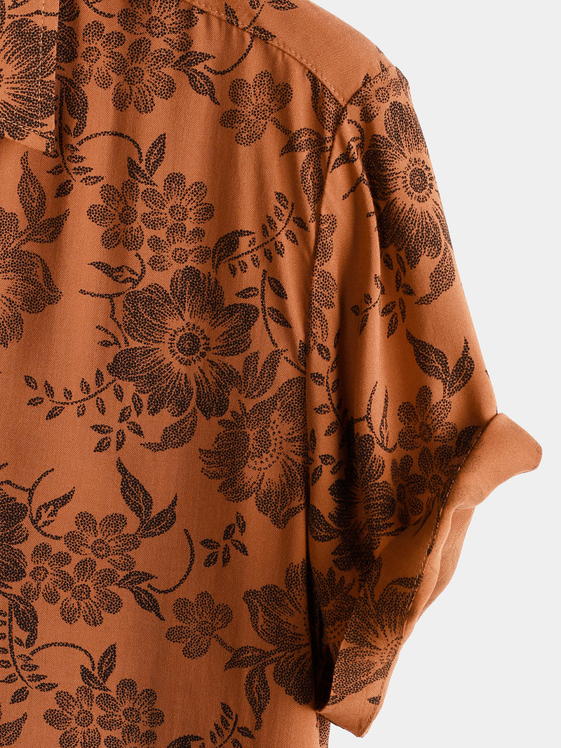 Bundle Of 3 | Men's Vintage Flower Holiday Breathable Short Sleeve Button Up Shirts