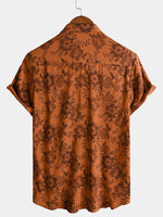 Bundle Of 3 |Men's Vintage Paisley Print 70s Green Boho Retro Tribal Short Sleeve Shirts