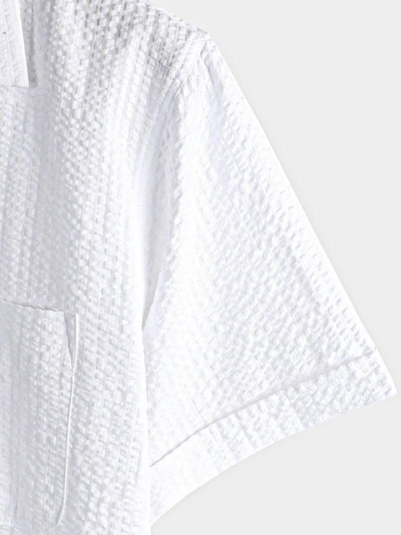 Men's Button Up Casual 100% Cotton Summer Pocket Short Sleeve Shirt