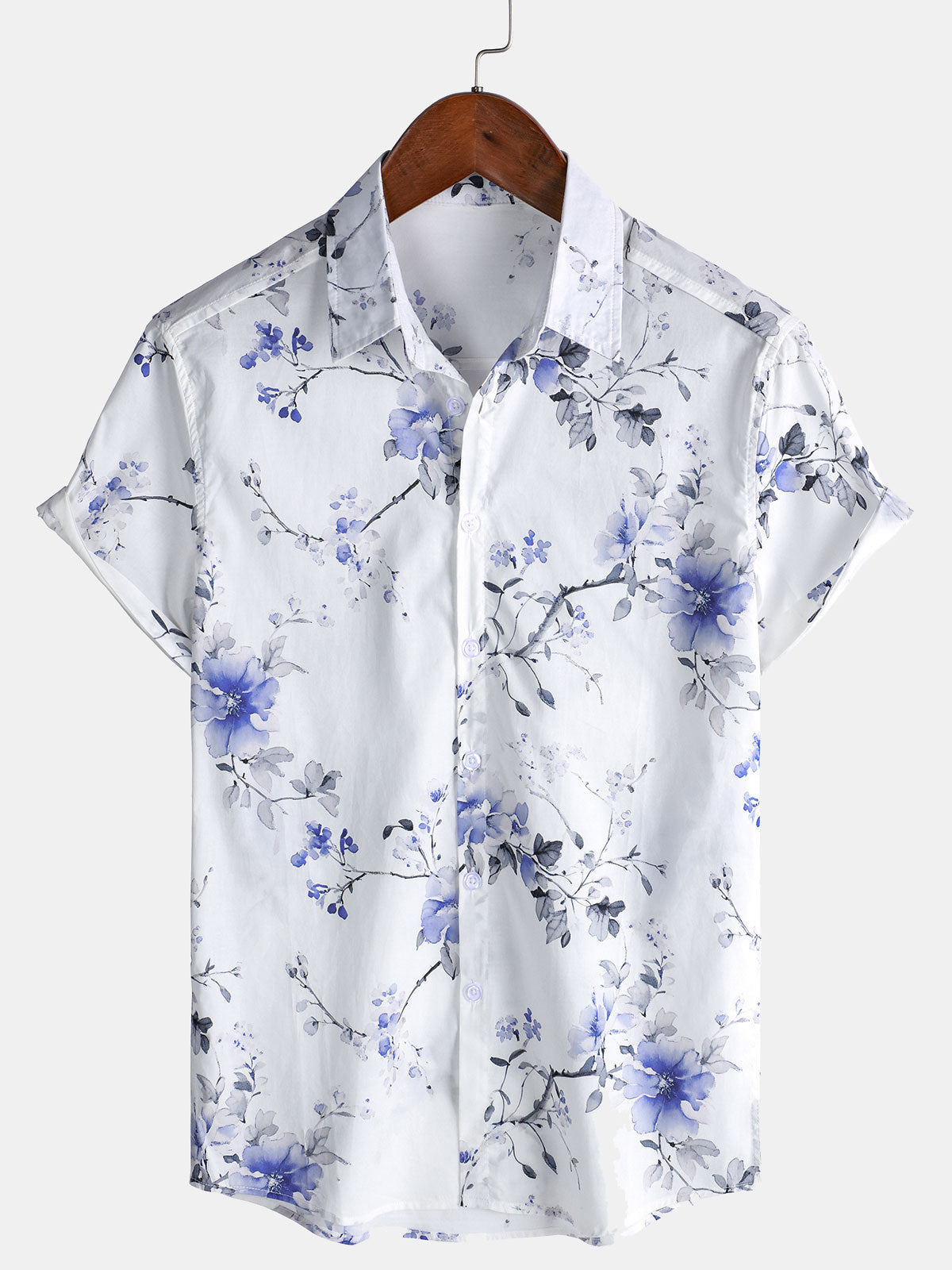 Men's Floral Print Button Up Casual Short Sleeve Resort Summer Shirt