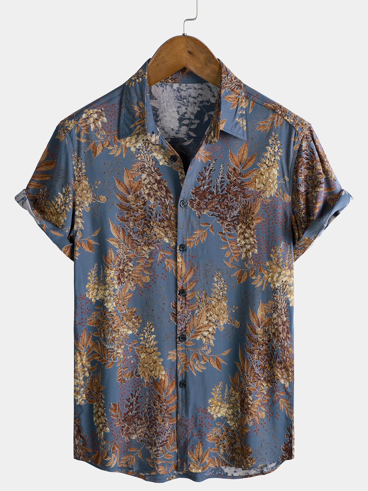 Men's Retro Print Rayon Short Sleeve Summer Shirt