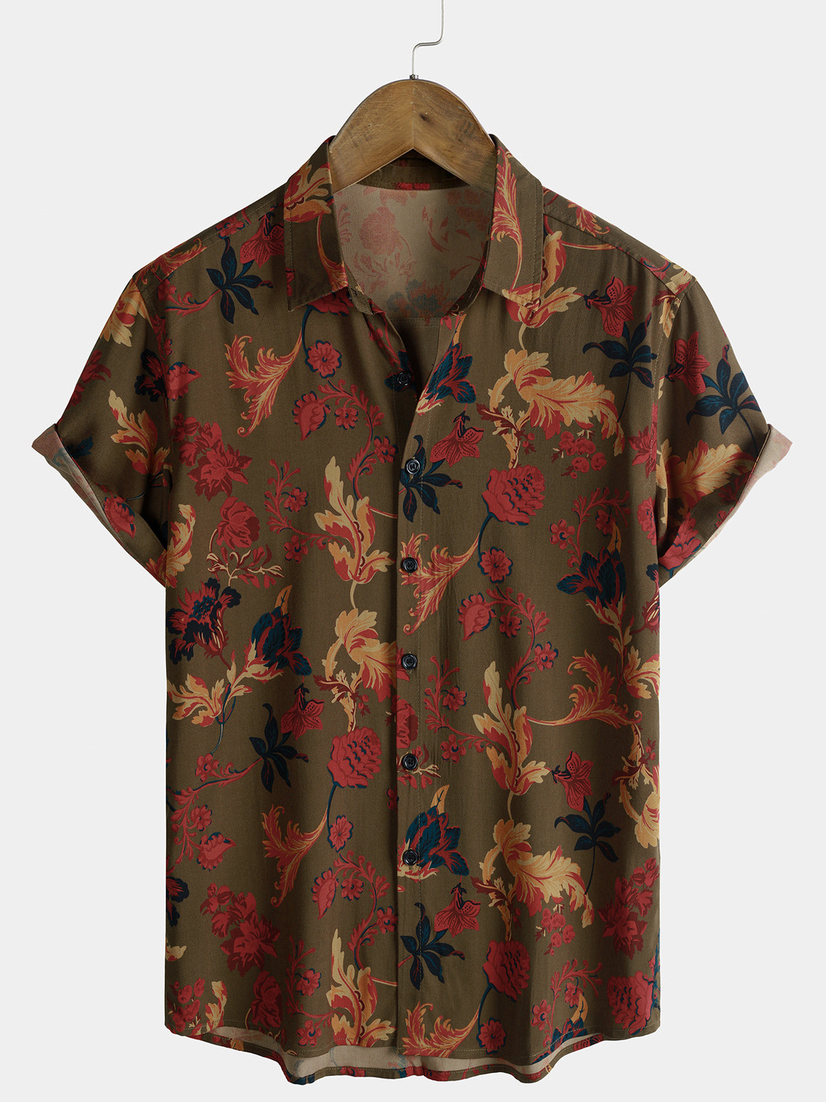 Men’s Weekend Everyday Outdoor Travel Daily Home Botanical Print Casual Short Sleeve Shirt