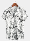 Men's Beach Cotton Summer White Hawaiian Holiday Button Up Cruise Short Sleeve Shirt
