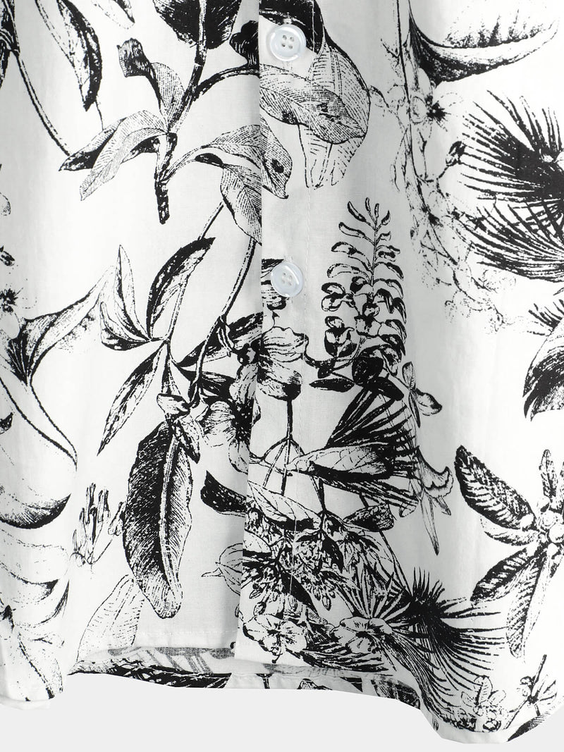Men's Beach Cotton Summer White Hawaiian Holiday Button Up Cruise Short Sleeve Shirt
