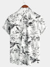 Men's Beach Cotton Summer White Hawaiian Holiday Button Up Cruise Short Sleeve Shirt