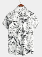 Men's Beach Cotton Summer White Hawaiian Holiday Button Up Cruise Short Sleeve Shirt