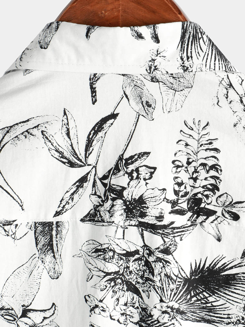 Men's Beach Cotton Summer White Hawaiian Holiday Button Up Cruise Short Sleeve Shirt