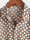 Men's Retro Button Up Vintage Geometric Circle Cool Summer Beach Short Sleeve Shirt