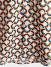 Men's Retro Button Up Vintage Geometric Circle Cool Summer Beach Short Sleeve Shirt