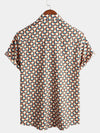 Men's Retro Button Up Vintage Geometric Circle Cool Summer Beach Short Sleeve Shirt