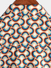 Men's Retro Button Up Vintage Geometric Circle Cool Summer Beach Short Sleeve Shirt
