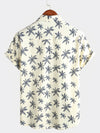 Men's Beach Hawaiian Palm Tree Print Cotton Cruise Button Up Short Sleeve Shirt