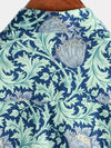 Men's Cotton Blue Hawaiian Vintage Floral Holiday Cruise Short Sleeve Button Up Shirt