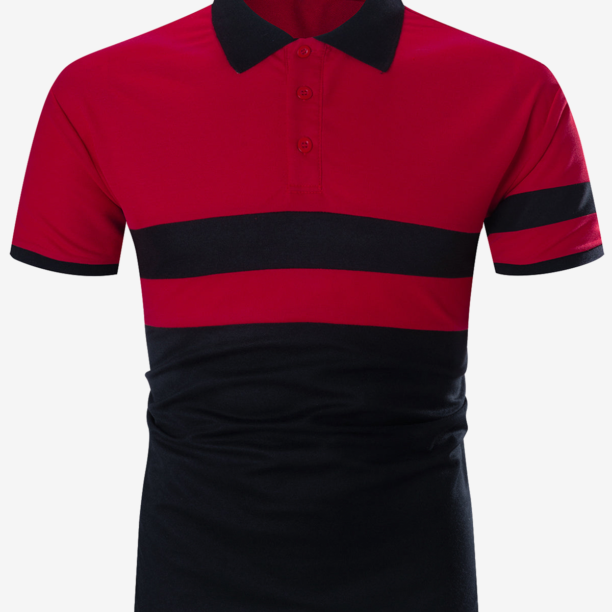 Men's Casual Button Golf Holiday Sports Short Sleeve Black Polo Shirt
