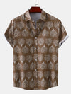 Men's Casual Vintage Floral Print Vacation Button Up Short Sleeve Shirt