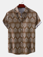 Men's Casual Vintage Floral Print Vacation Button Up Short Sleeve Shirt
