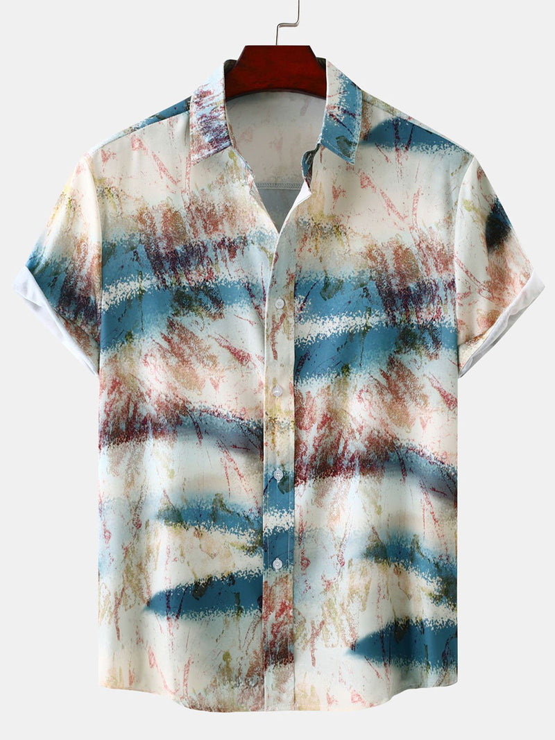 Men's Casual Gradient Abstract Vacation Short Sleeve Shirt