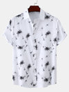 Men's Bamboo Print Vacation Short Sleeve Button Up Casual Shirt