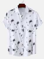 Men's Bamboo Print Vacation Short Sleeve Button Up Casual Shirt